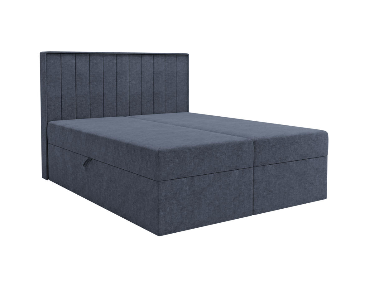 BOXBETT - Taschenmatratze + Topper 140x200 marineblau Chenille - Dunkelblau, Holz/Holzwerkstoff (140/200cm) - SIMKAM Furniture