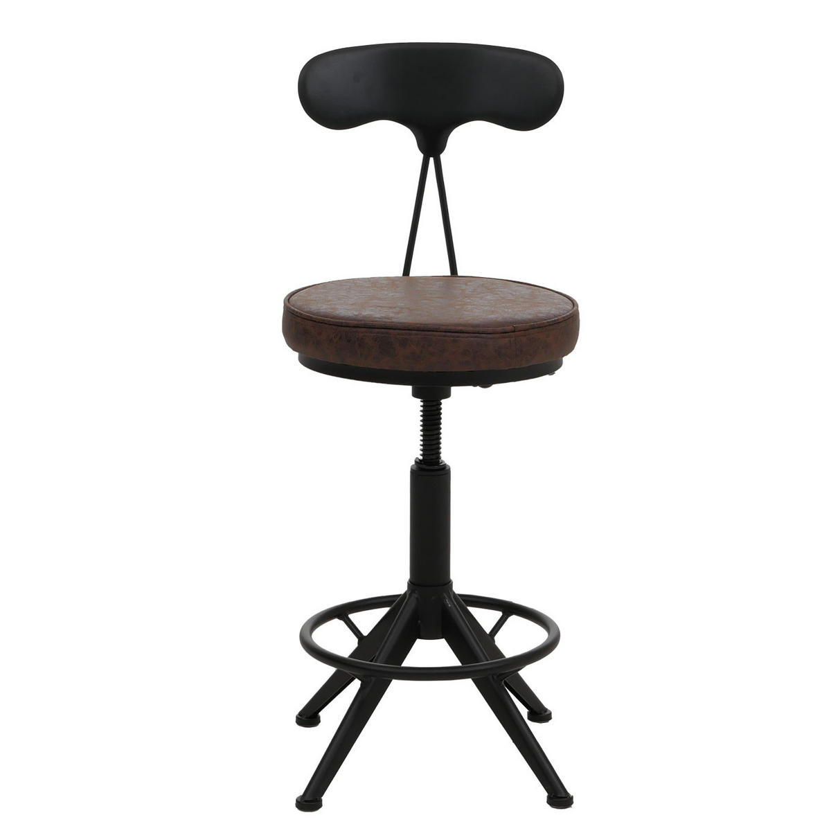 BARHOCKER 2er-Set mit Lehne Sitzhöhe 51-73cm Kunstleder Metall Braun-Schwarz höhenverstellbar - Dunkelbraun, Kunststoff (45/101/45cm) - PROREGAL