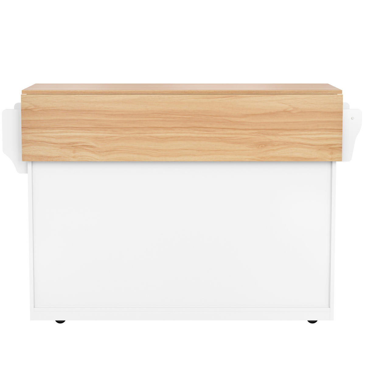 KÜCHENINSEL 120/46(70)/91,5 cm aus MDF mit klappbarer Tischplatte, Rollen und austauschbaren Holzfüßen, Weiß/Natur - Weiß, Holzwerkstoff (120/91.5/70cm) - Redom