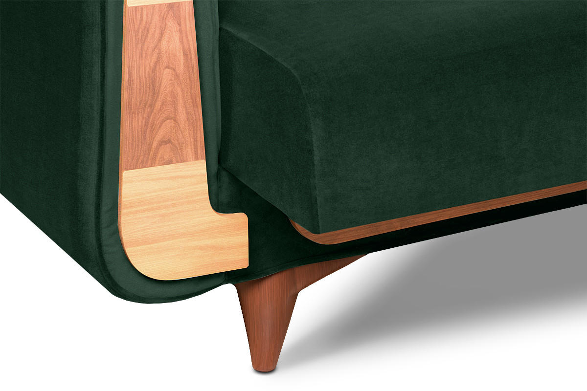 3-SITZER-SCHLAFSOFA GUSTAVO mit Armlehnen, dunkelgrün - Dunkelgrün/Braun, Holz/Holzwerkstoff (230/98/98cm) - KONSIMO®