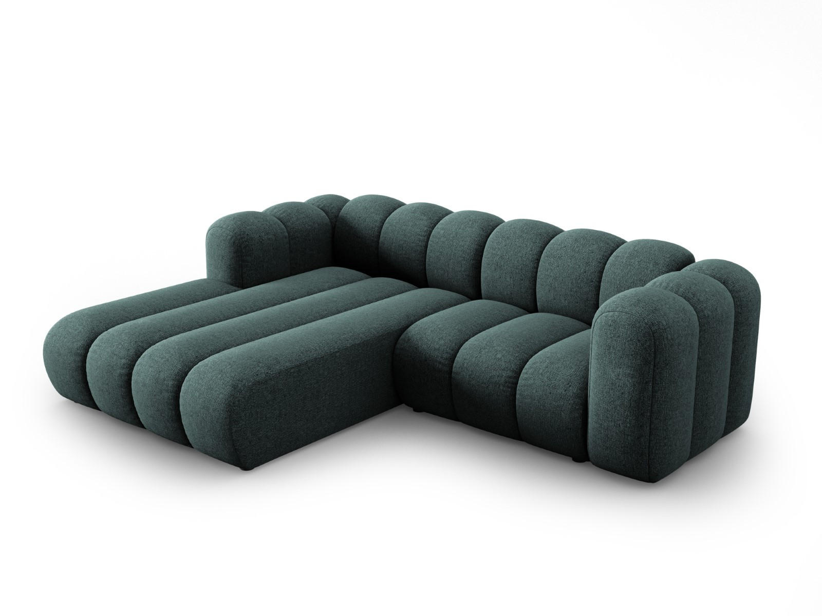 ECKSOFA modular links Lupine aus Chenille-Stoff petrol 3 Sitzplätze - Petrol, Textil (177/230cm) - Micadoni