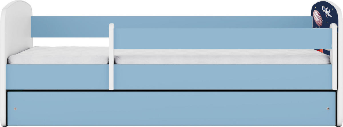KINDERBETT Emily mit Schublade und Matratze, Blau 70x140 cm - Blau/Dunkelblau, Holzwerkstoff (140/70cm) - WFL GROUP