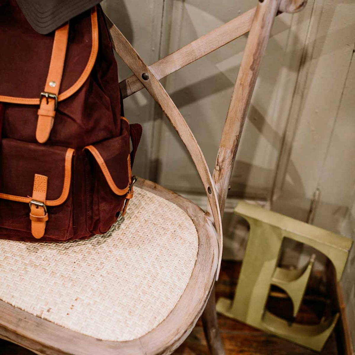 STUHL aus Holz und Rattan, braun, 44x42x46cm - Braun, Holz (44/88/42cm) - Wanderlust