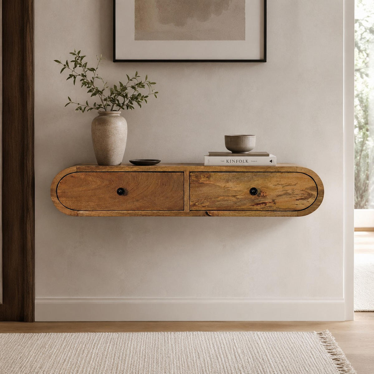 KONZOLNI STOL Contour, zidni - smeđa, drvo (80/15/32cm) - Artisan Furniture