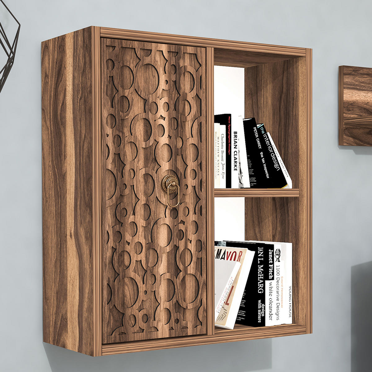 ANBAUWAND Leka 3-tlg - Nussbaumfarben/Weiß, Holzwerkstoff (29.5/48/180cm) - [en.casa]