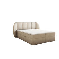 BOXBETT 160x200 cm, BILBAO, Elegant dekoratives Kopfteil, Mit Bettkasten und Taschenmatratze, Beige - Beige, Holzwerkstoff/Kunststoff (160/200cm) - Trada