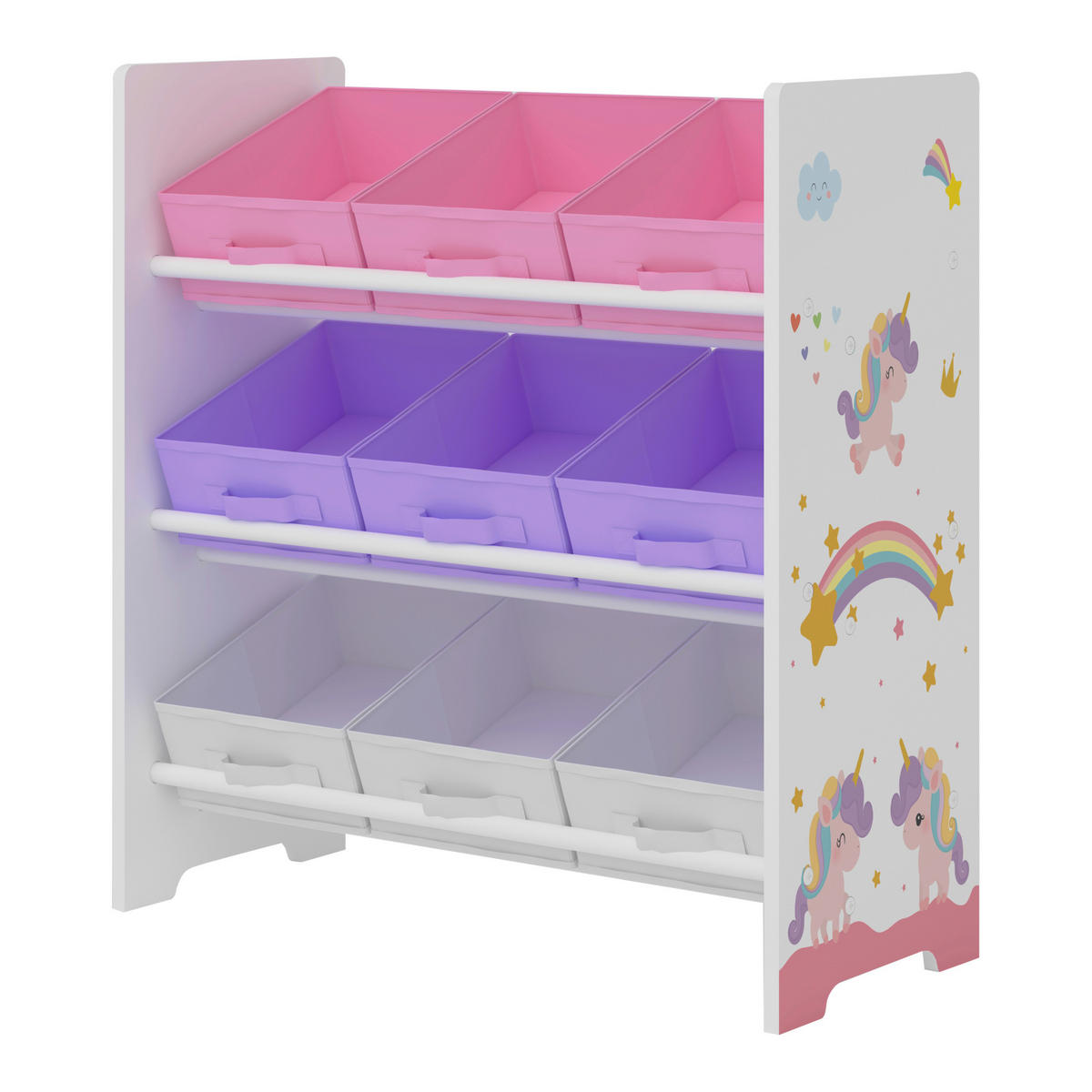 KINDERREGAL Boiro - Lila/Weiß, Holzwerkstoff/Textil (62/59.5/29.5cm) - [en.casa]