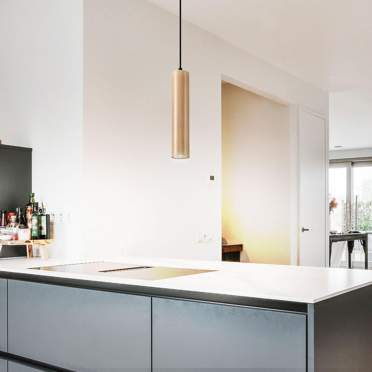 LED HÄNGELEUCHTE Holz Schwarz - Schwarz, Holz (8/8/100cm)