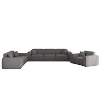 SOFASET Celes Premium 3-2-1 In Artico - Grau, Holzwerkstoff/Textil (218/73/90cm) - Fun Möbel