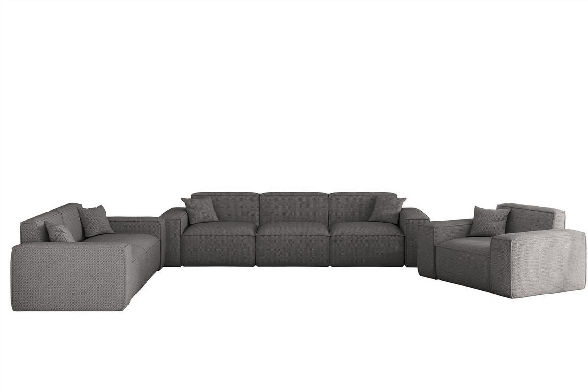 SOFASET Celes Premium 3-2-1 In Artico - Grau, Holzwerkstoff/Textil (218/73/90cm) - Fun Möbel