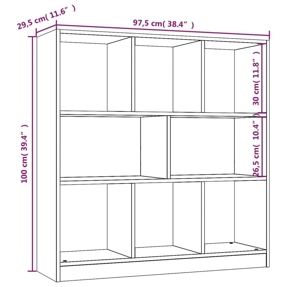BÜCHERREGAL Räuchereiche 97,5/29,5/100 Cm Holzwerkstoff - Dunkelbraun, Holzwerkstoff (29.5/100/97.5cm) - vidaXL
