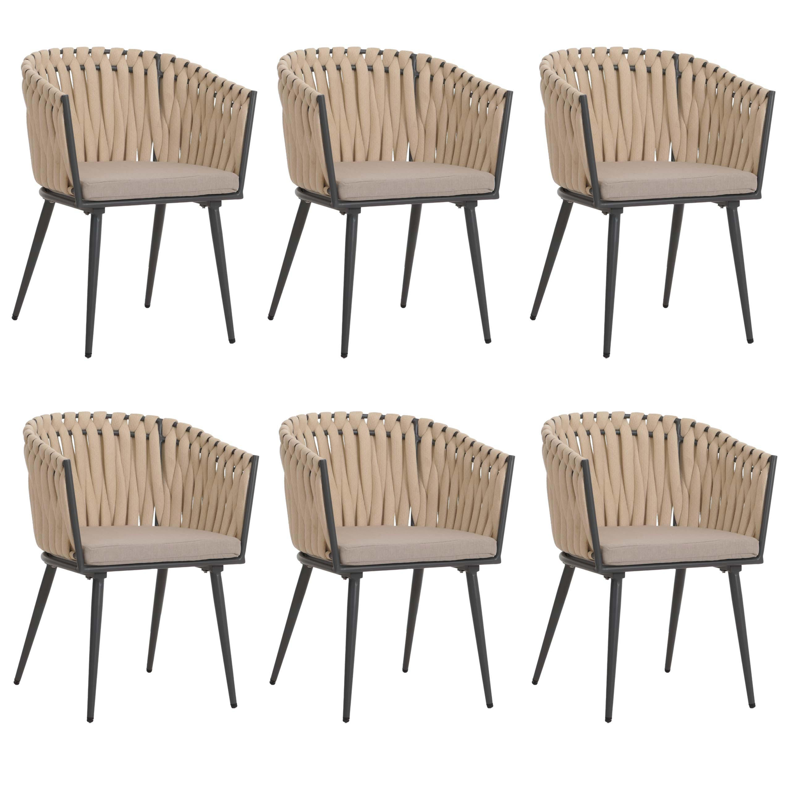 ESSZIMMERSTUHL Cremeweiß, Braun 6er-Set - Weiß/Braun, Textil (61/82/57cm) - MCW