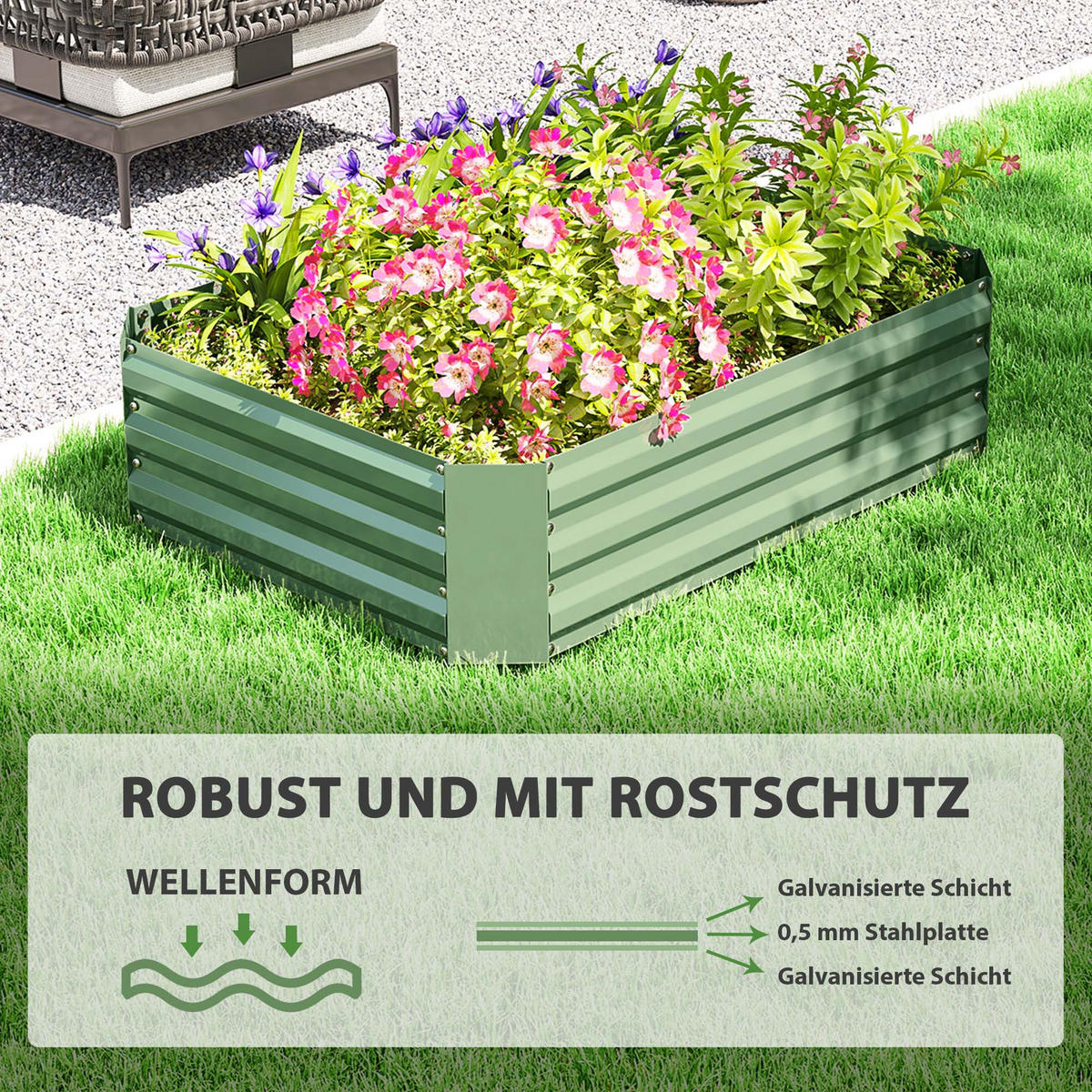 HOCHBEET - Dunkelgrün, Metall (90/30/120cm) - Outsunny