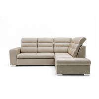 ECKSOFA CLOUD L Rechts mit Schlaffunktion 120x190 Velours Beige - Chromfarben/Beige, Holz/Kunststoff (260/202cm) - Muffo