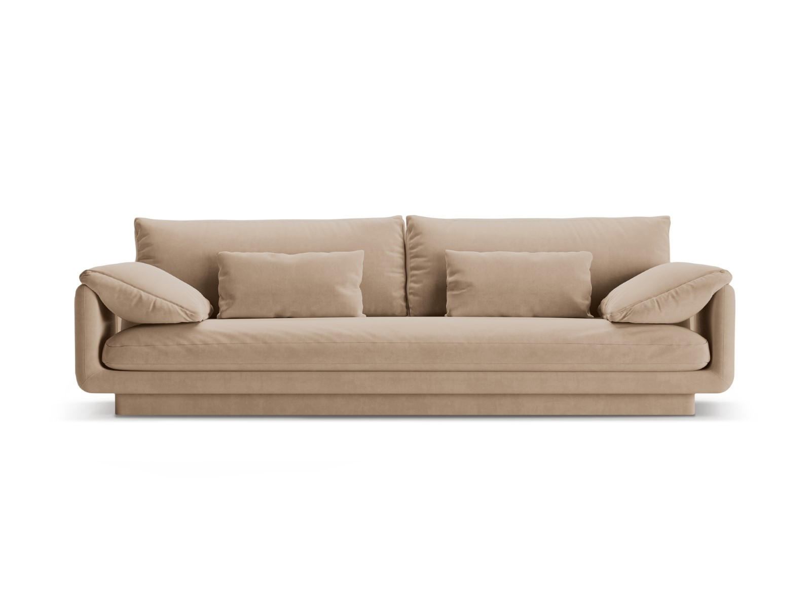 SOFA Torino aus Samt sandfarben 4 Sitzplätze - Sandfarben, Textil (250/83/103cm) - Micadoni