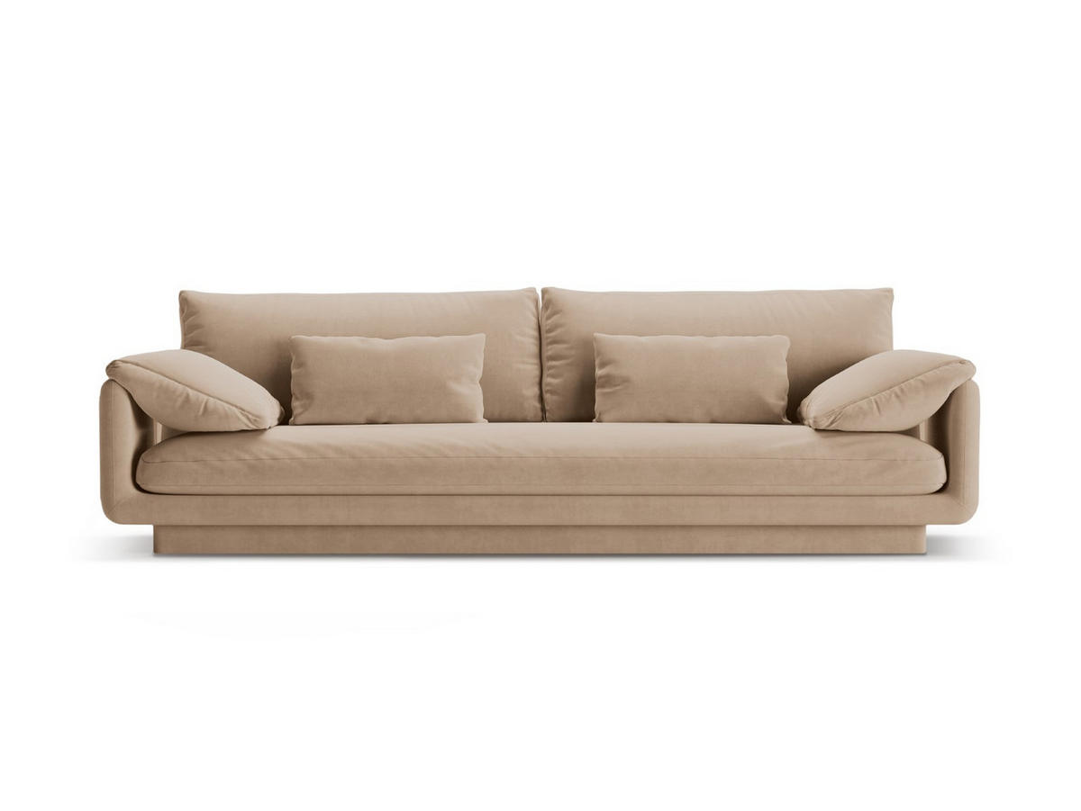 SOFA Torino aus Samt sandfarben 4 Sitzplätze - Sandfarben, Textil (250/83/103cm) - Micadoni