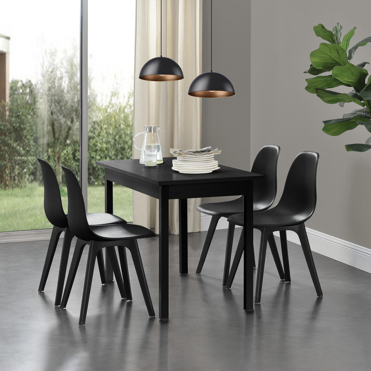 ESSZIMMERSTUHL-SET 6 TLG. Brevik - Schwarz, Textil (54/83/48cm) - [en.casa]