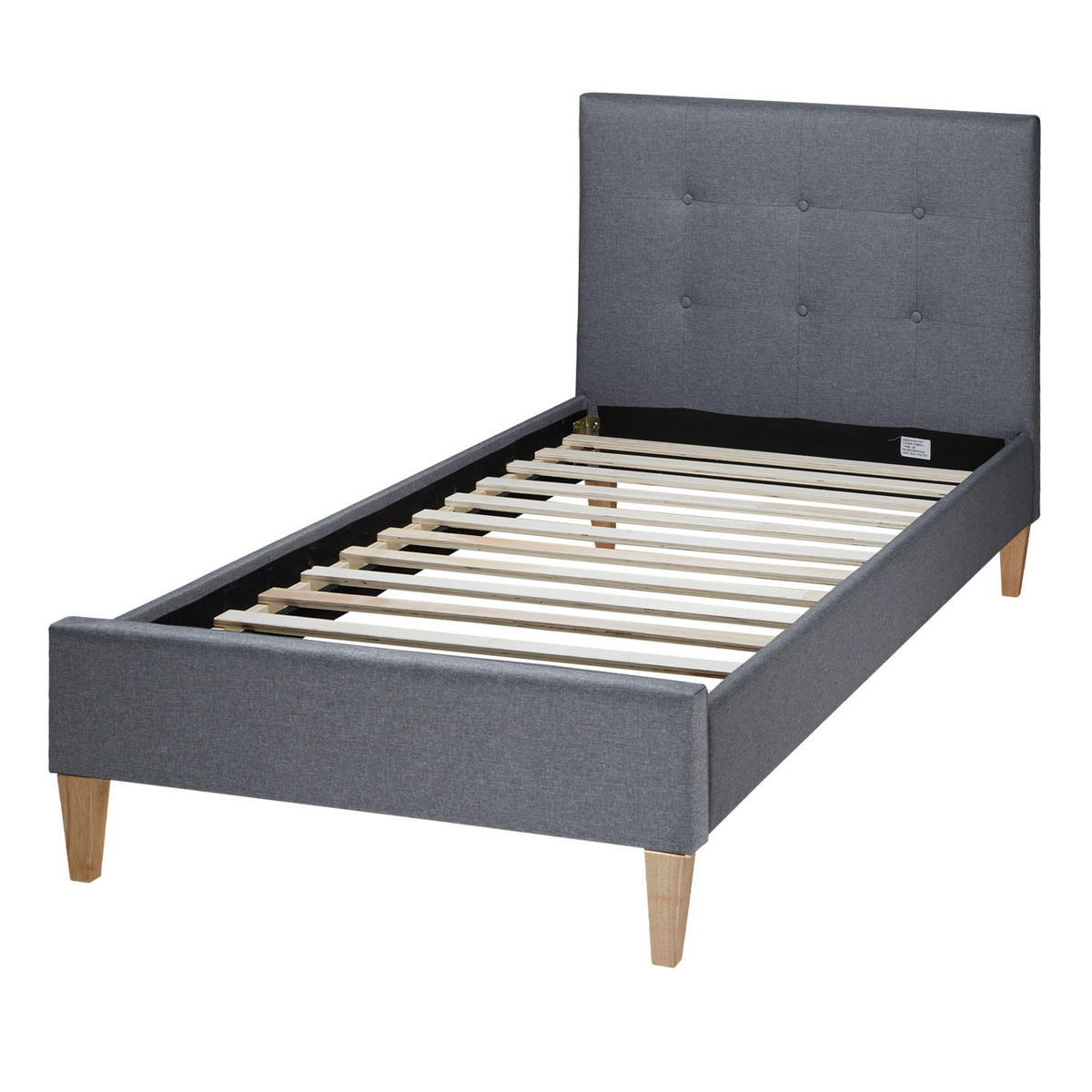 POLSTERBETT mit Lattenrost 90/200 cm in Grau - Grau, Textil (90/200cm) - Homestyle4u