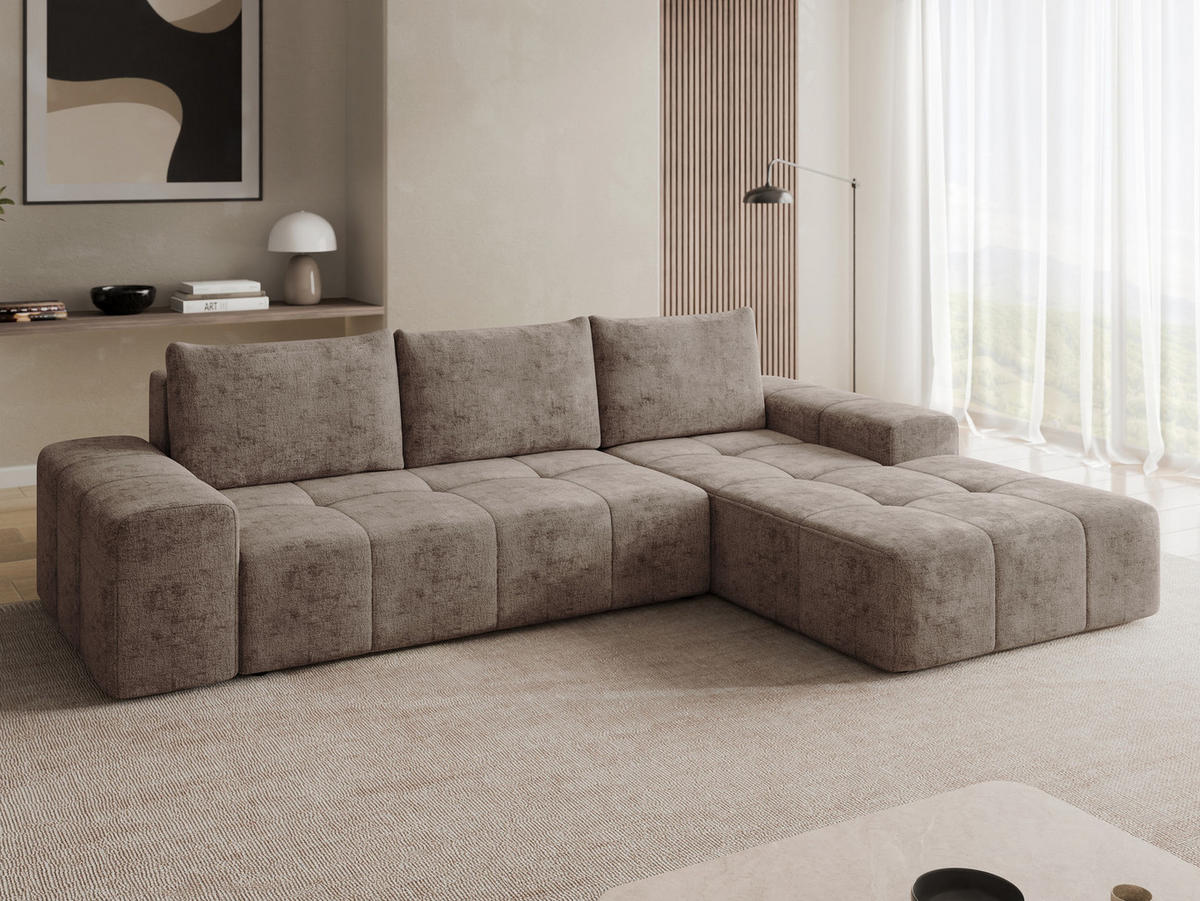 ECKSCHLAFSOFA Tonseo L, Seite: Rechts - Hellbraun/Schwarz, Holz/Kunststoff (275/173cm) - MIRJAN24