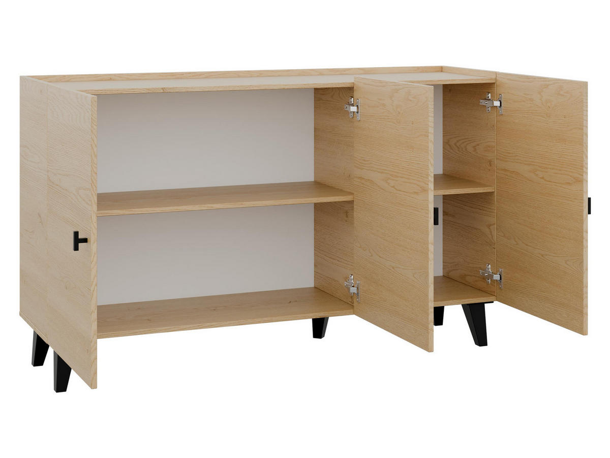 KOMMODE Vurkizo 150 3D - Eichefarben/Schwarz, Holzwerkstoff/Kunststoff (151/90/40cm) - MIRJAN24