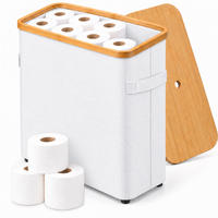 TOILETTENPAPIERBOX Weiß Bambus 24 Rollen - Weiß, Holz/Kunststoff (45/72/30cm) - Relaxdays