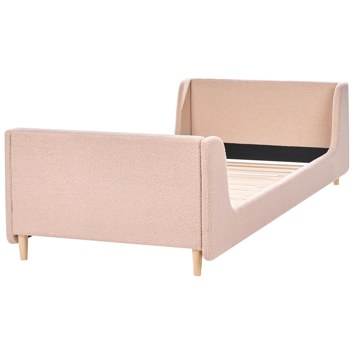 KINDERBETT Bouclé 90/200 cm Beige Laye - Beige/Braun, Textil (90/200cm) - Beliani