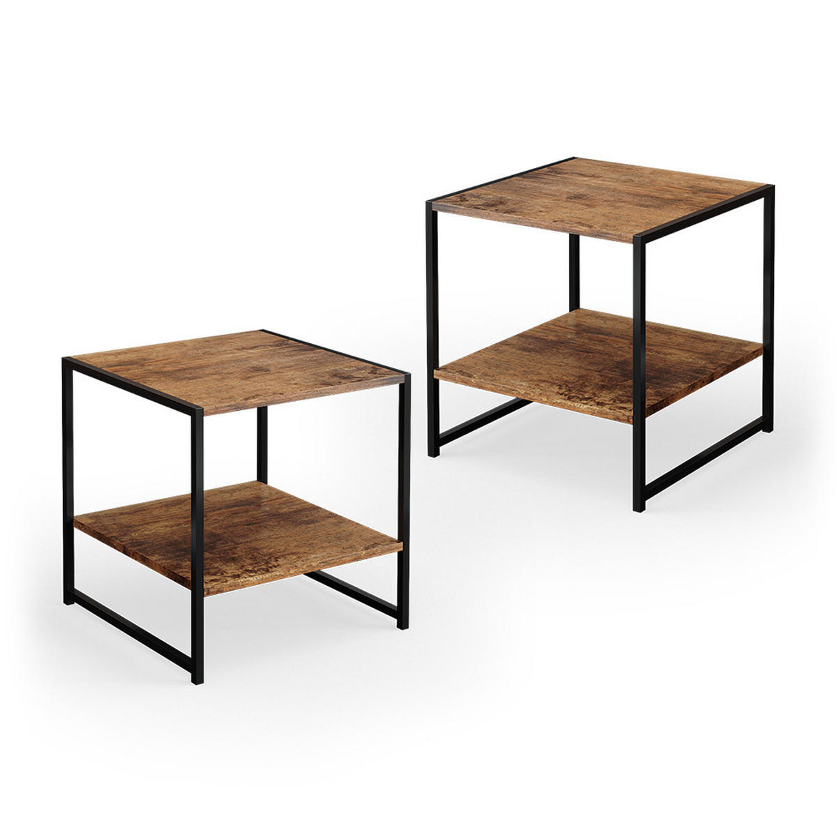 NACHTTISCH Fyrk Antikholz 2er Set - Alteiche/Schwarz, Holzwerkstoff (45/46/45cm) - Vicco