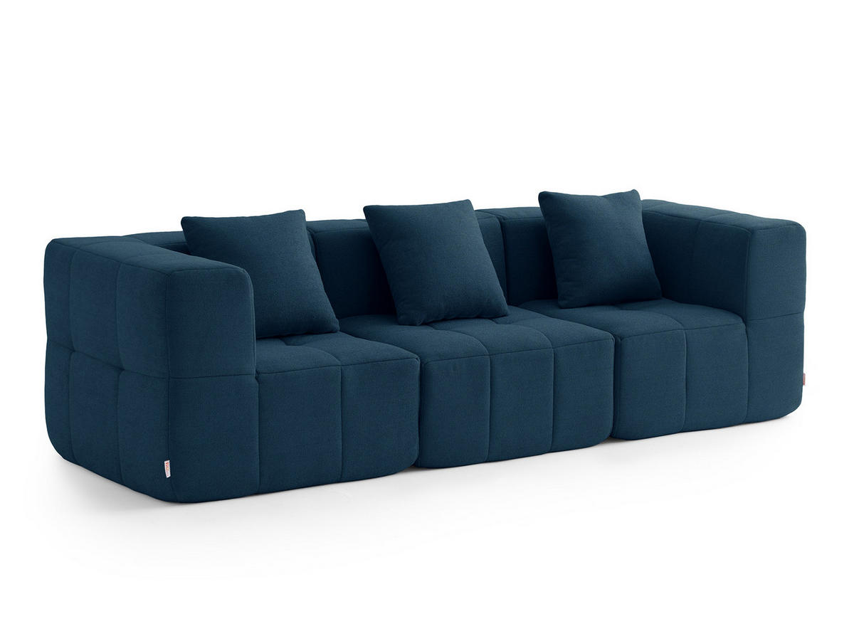 3-SITZER-SOFA Bouclé-Stoff Tiefblau - Blau, Textil (260/73/95cm) - MILYsofa