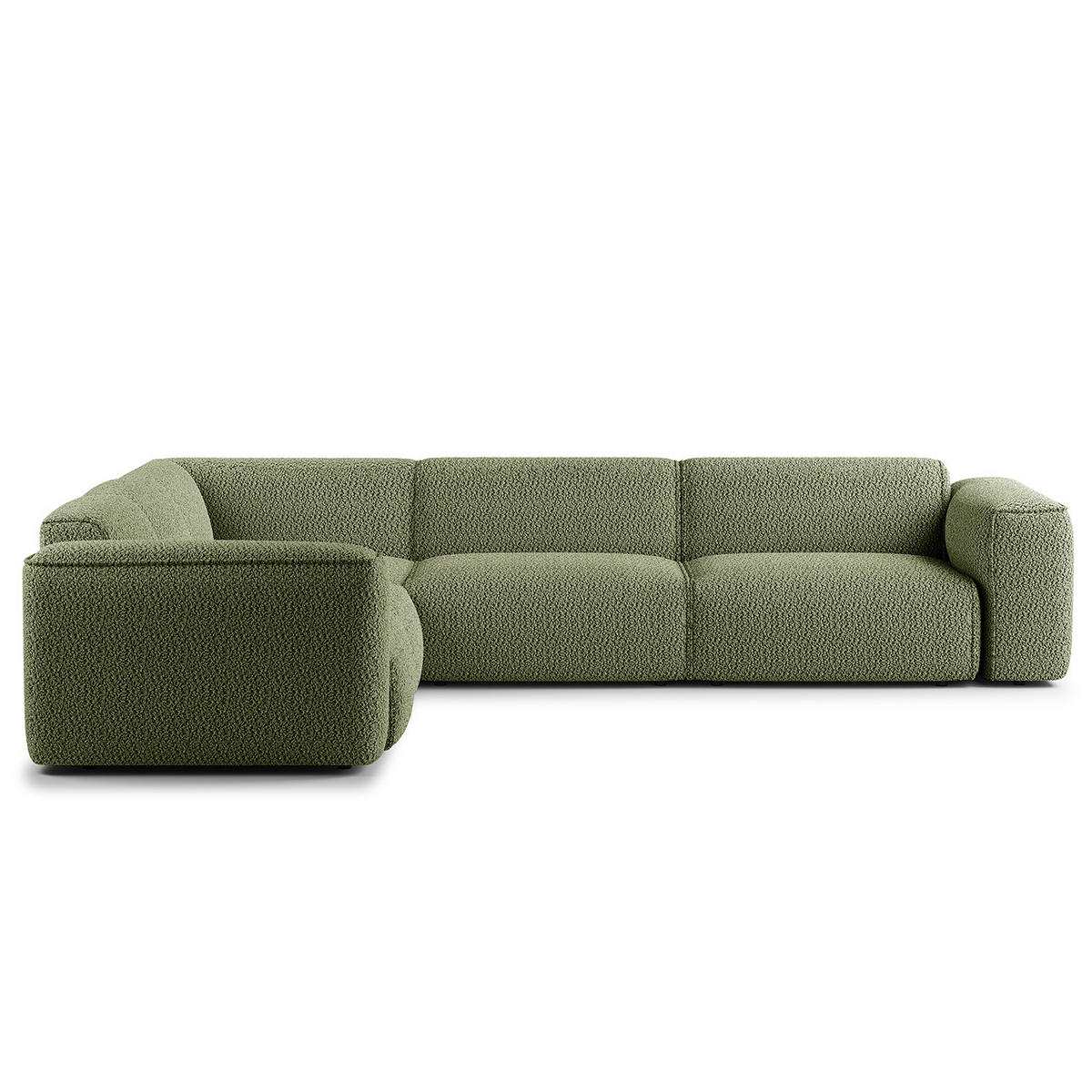 ECKSOFA mit Rundecke - Schwarz/Grün, Kunststoff/Textil (325/260cm) - home24