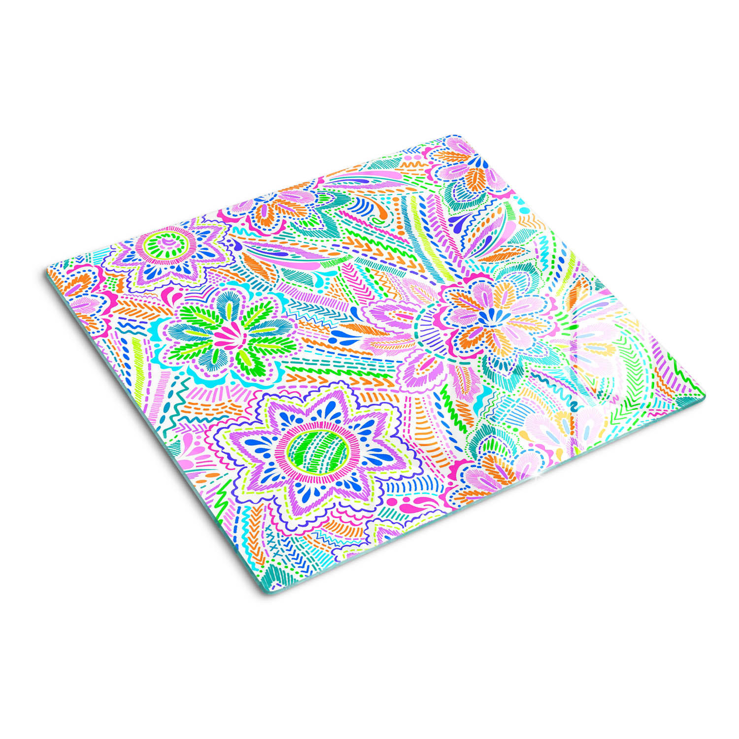GLASPLATTE 60x52 cm Blumenmuster - Multicolor, Glas (60/0.4/52cm) - TULUP