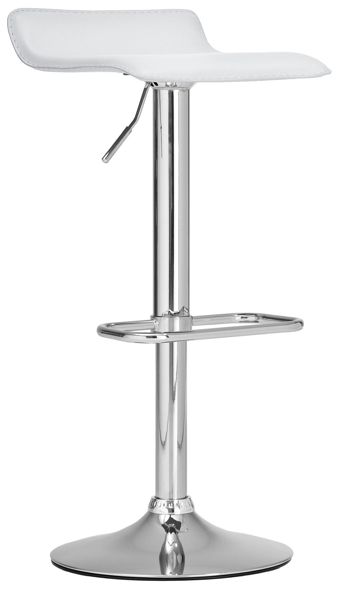 BARHOCKER Lederlook weiß - Chromfarben/Weiß, Textil/Metall (38/65/41cm) - CLP