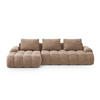 AUSKLAPPBARES-ECKSOFA links mit Container Linz aus Samt dunkelbeige 3 Sitzplätze - Mokka, Textil (142/275cm) - Cosmopolitan Design