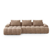 AUSKLAPPBARES-ECKSOFA links mit Container Linz aus Samt dunkelbeige 3 Sitzplätze - Mokka, Textil (142/275cm) - Cosmopolitan Design