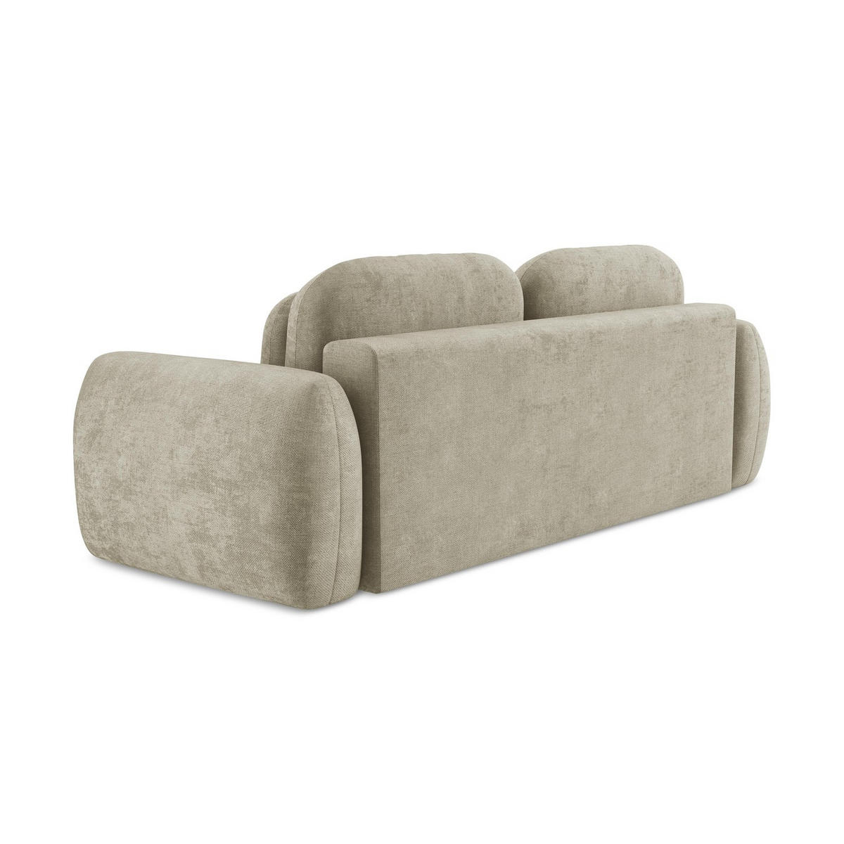 3-SITZER SOFA mit Schlaffunktion Chenille Stoff Beige - Beige/Schwarz, Holzwerkstoff/Kunststoff (266/95/121cm) - LaMiaSofa
