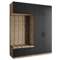 GARDEROBENSCHRANK REMA 200/240/60 cm Modern Garderobe-Set Eiche Lefkas - Eichefarben/Beige, Holzwerkstoff (200/240/60cm) - MASSENO