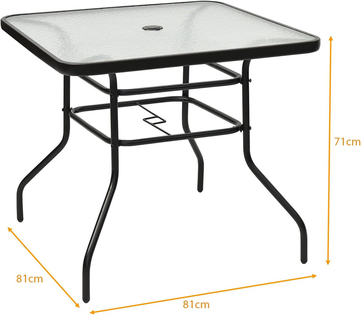 GARTENTISCH Bistrotisch Schwarz - Schwarz, Metall (81/81/71cm) - COSTWAY