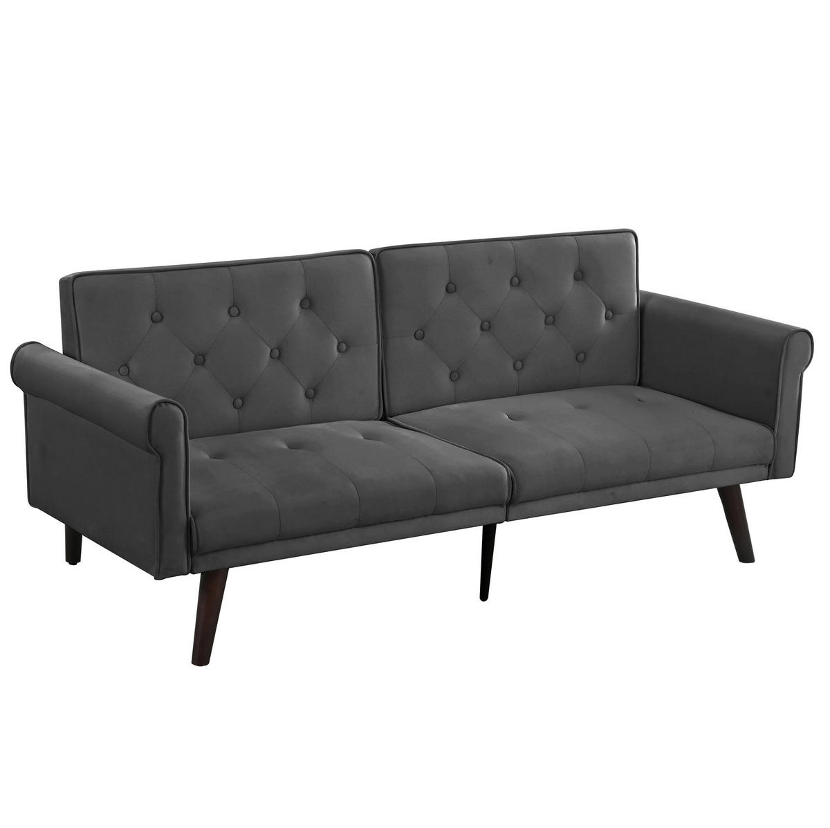 SCHLAFSOFA 2-Sitzer mit verstellbaren Rückenlehnen Samt Grau - Grau, Holzwerkstoff (172/70/89cm) - Meubliv