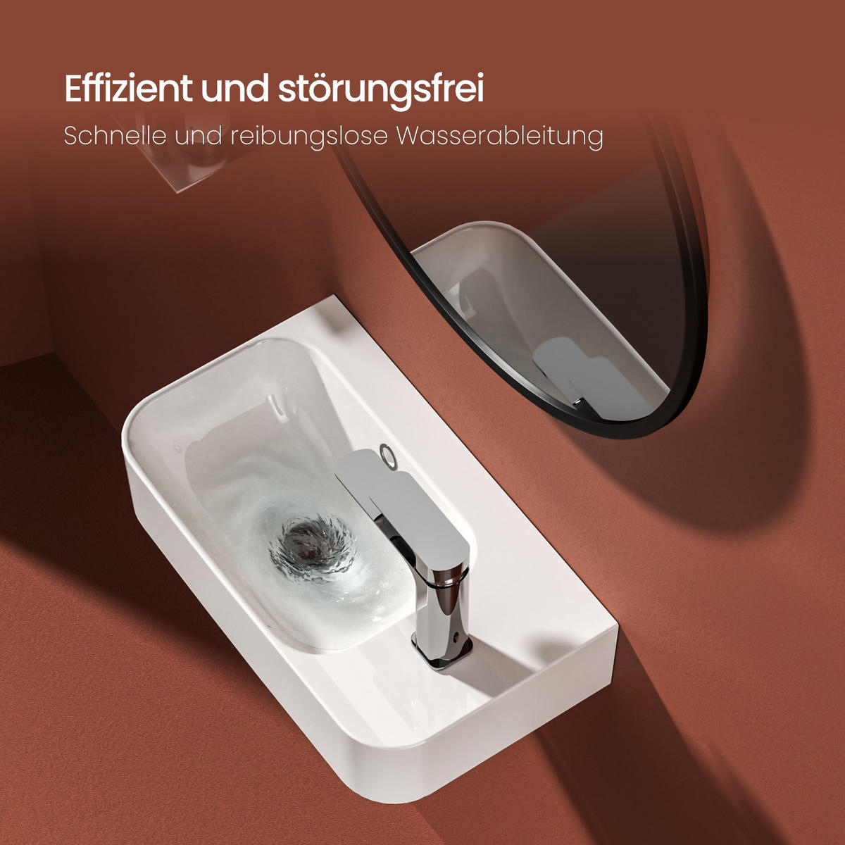 WASCHBECKEN Rechteckig Mit Hahnloch links Weiß 45 / 26,5 / 15,6 cm - Weiß, Keramik (26.5/15.6/45cm) - EMKE