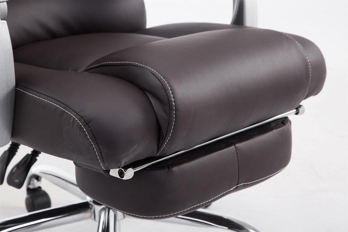 CHEFSESSEL Lederlook braun - Chromfarben/Braun, Textil/Metall (68/118/64cm) - CLP