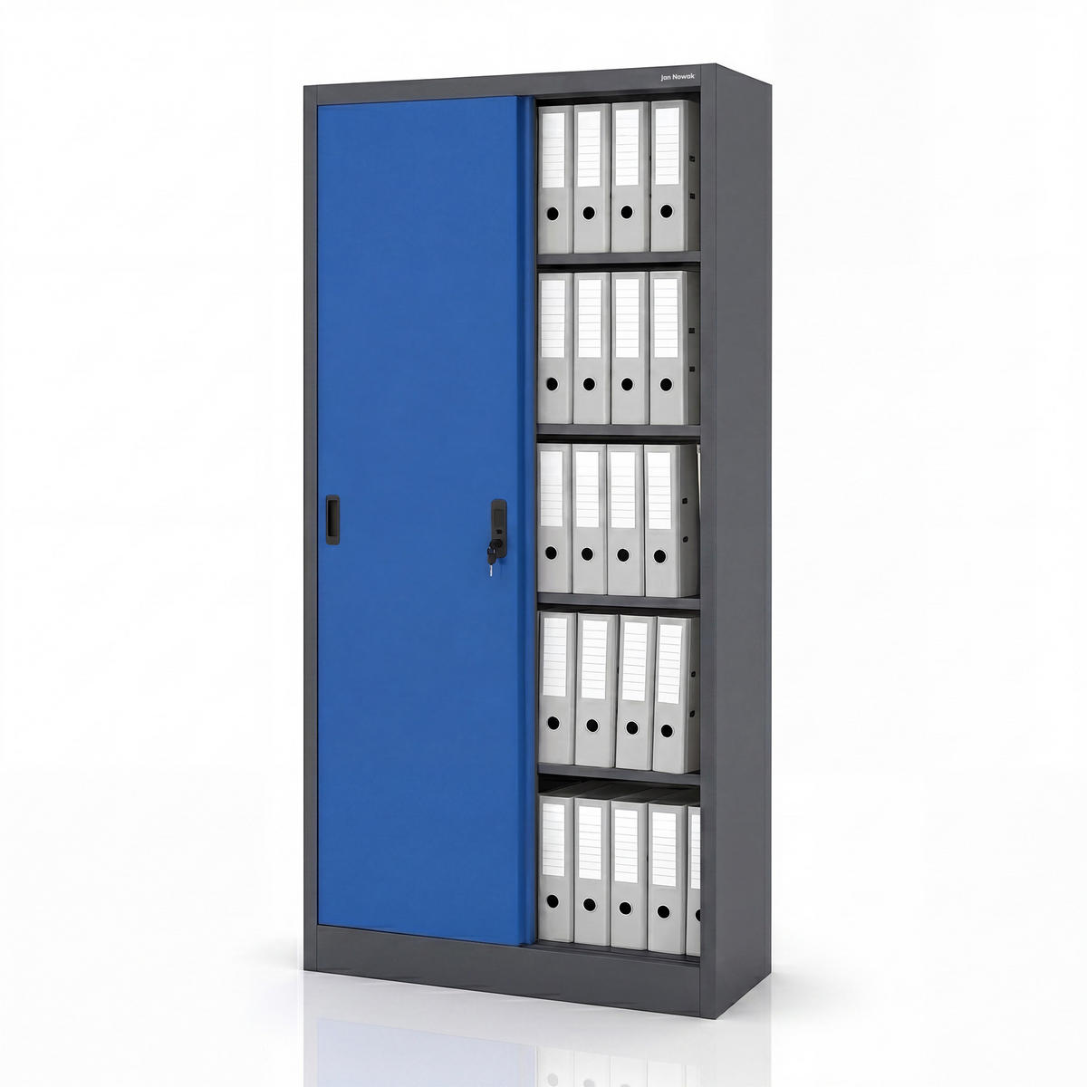 SCHIEBETÜRENSCHRANK KUBA 185x90x40 cm - Blau/Anthrazit, Metall (90/185/40cm) - Jan Nowak