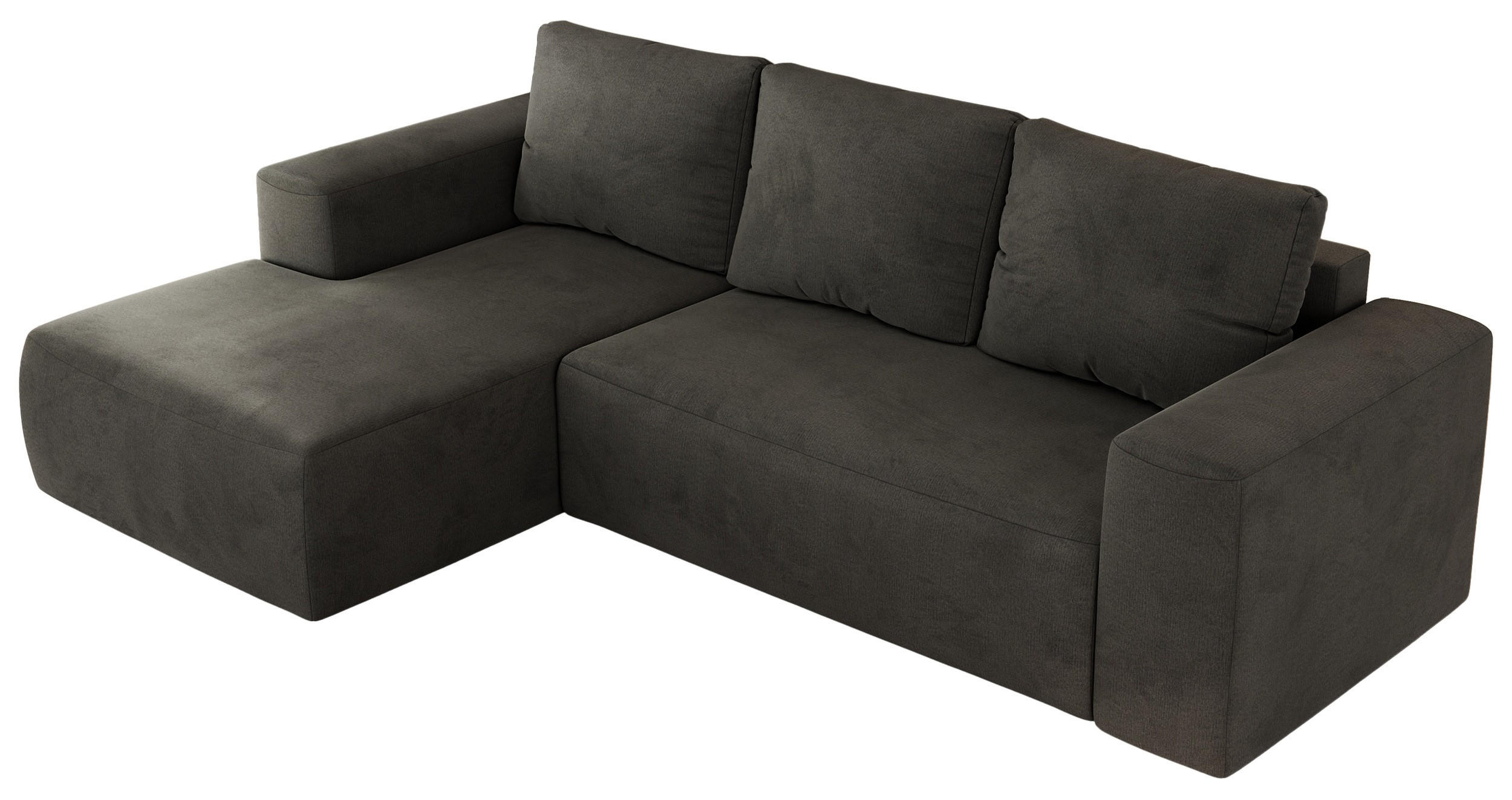 ECKSOFA TRENTINO L Dunkelgrau Velvet - Links - Dunkelgrau/Schwarz, Textil (266/164cm) - MKS
