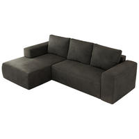 ECKSOFA TRENTINO L Dunkelgrau Velvet - Links - Dunkelgrau/Schwarz, Textil (266/164cm) - MKS