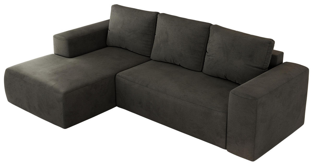 ECKSOFA TRENTINO L Dunkelgrau Velvet - Links - Dunkelgrau/Schwarz, Textil (266/164cm) - MKS