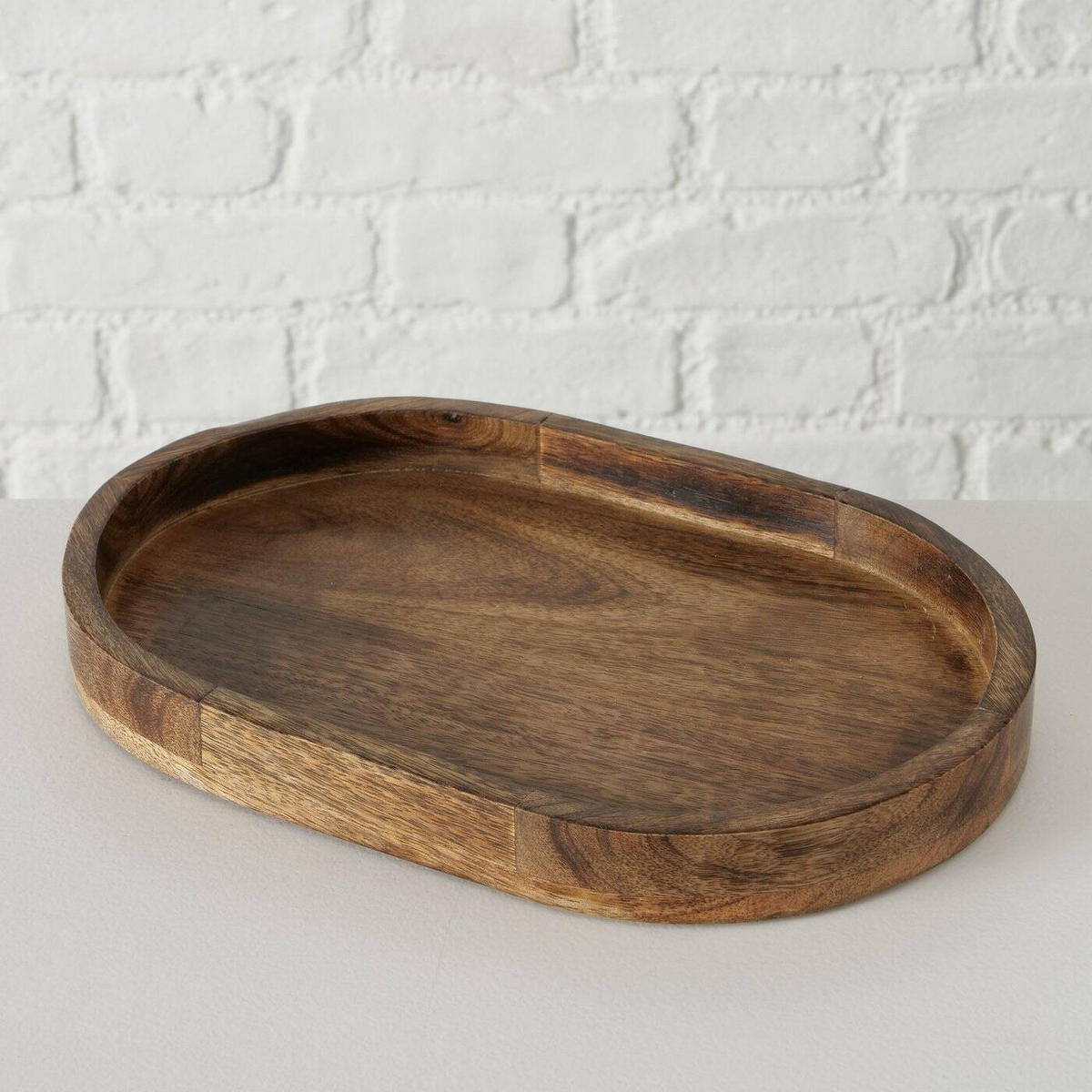 TABLETT Ovolio 2er-Set - Braun, Holz (3cm) - Boltze Home