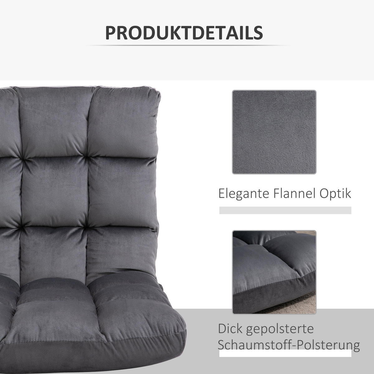 BODENSTUHL Bodensessel mit verstellbarer Rückenlehne Bodensofa Dunkelgrau - Dunkelgrau, Metall (71/53.5/55cm) - HOMCOM
