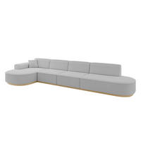 ECKSOFA Ottomane Links MARI-L3-v2 - 413x171x83 cm Hellgrau Bouclé - Hellgrau, Holzwerkstoff/Textil (413/171cm) - ALTDECOR