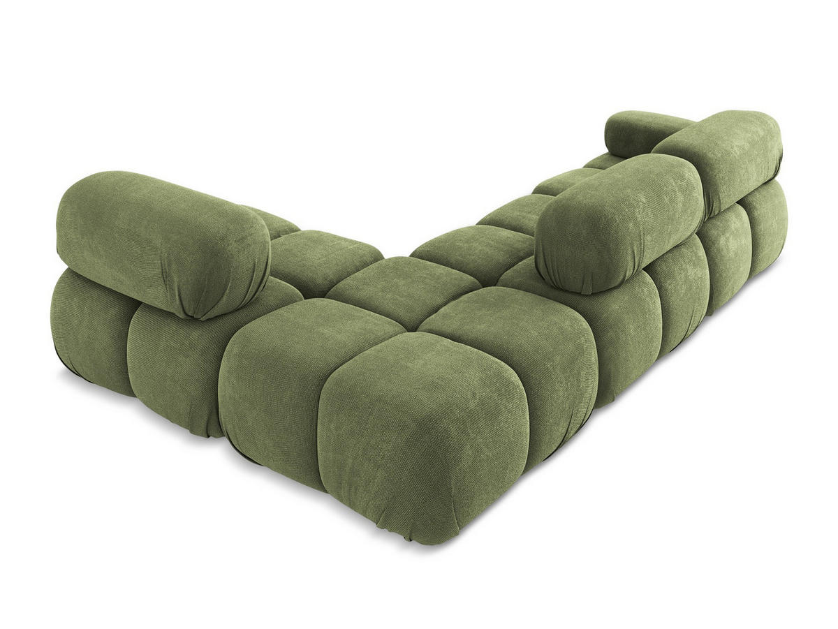 ECKSOFA Rechts Chenille Stoff Grün - Schwarz/Grau, Kunststoff/Textil (285/190cm) - Makamii