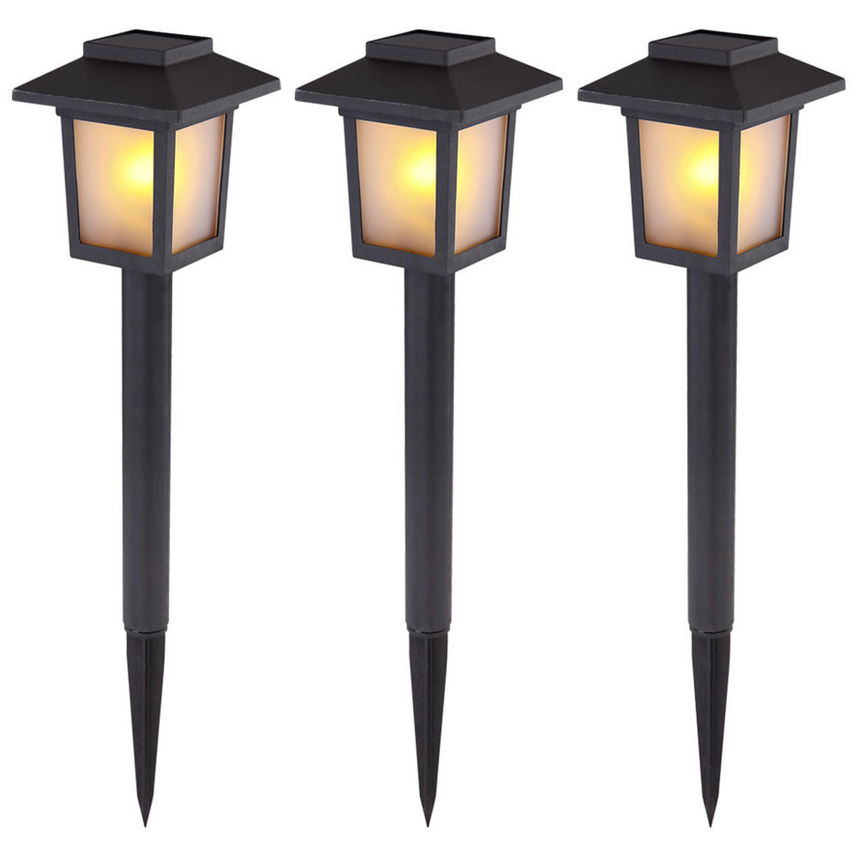 LED AUSSENLEUCHTE Schwarz Metall 3er Set - Schwarz, Kunststoff (8/8/37cm) - Globo Lighting