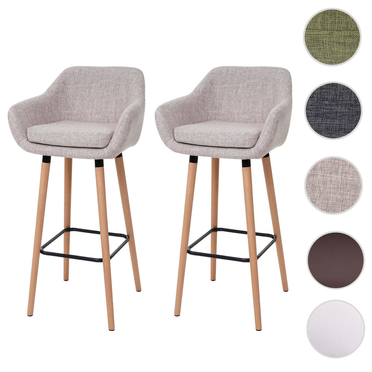 BARHOCKER Hellgrau 2er-Set - Hellgrau, Textil (53/99/45cm) - MCW