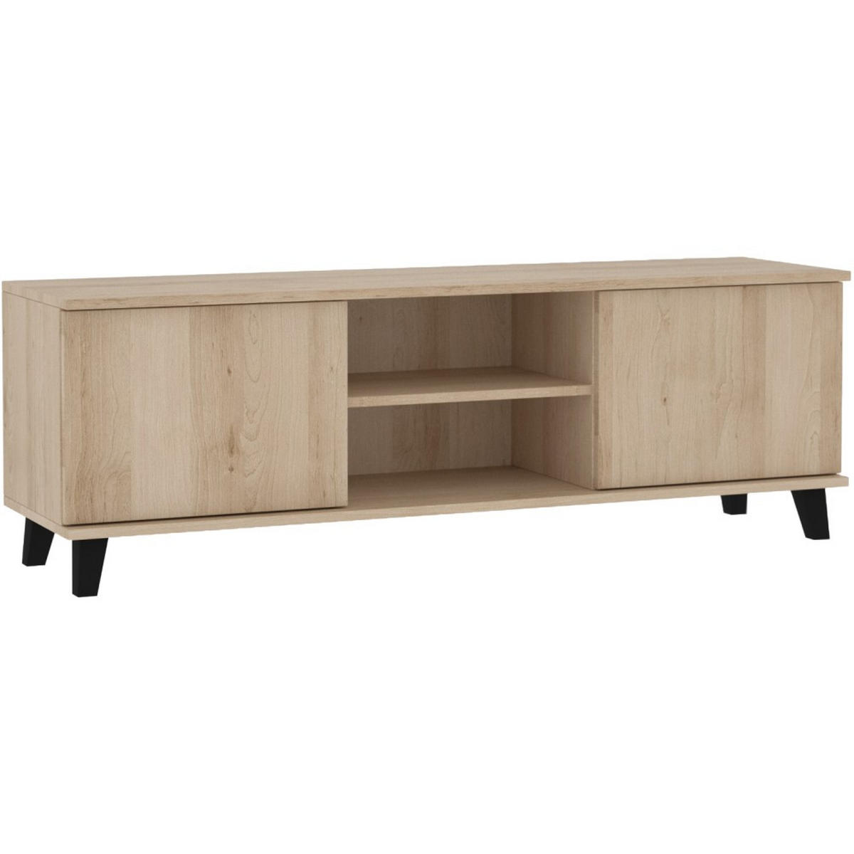 LOWBOARD Home mit 2 Türen, ohne Griffe, eiche Artisan - Schwarz/Eiche Artisan, Holzwerkstoff (150/50/40cm) - Beautysofa